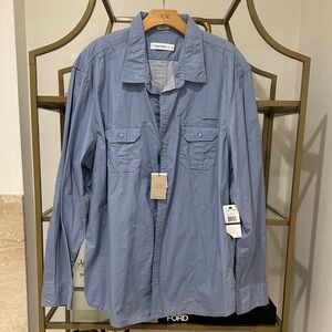 Calvin Klein Collection Men's Blue Button-Down Shirt